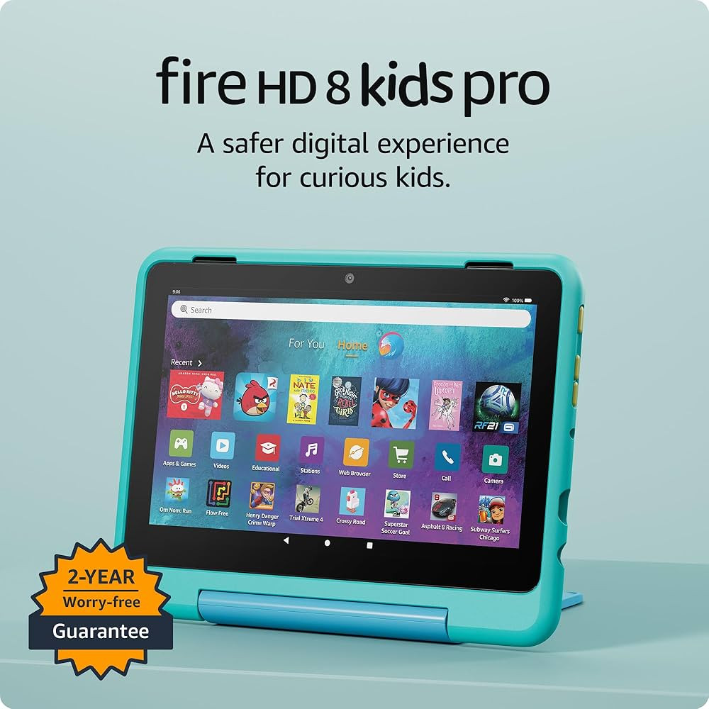 Amazon Fire HD 8 Kids Pro tablet (newest model), ages 6-12. Bright 8" HD screen, includes ad-free... | Amazon (US)