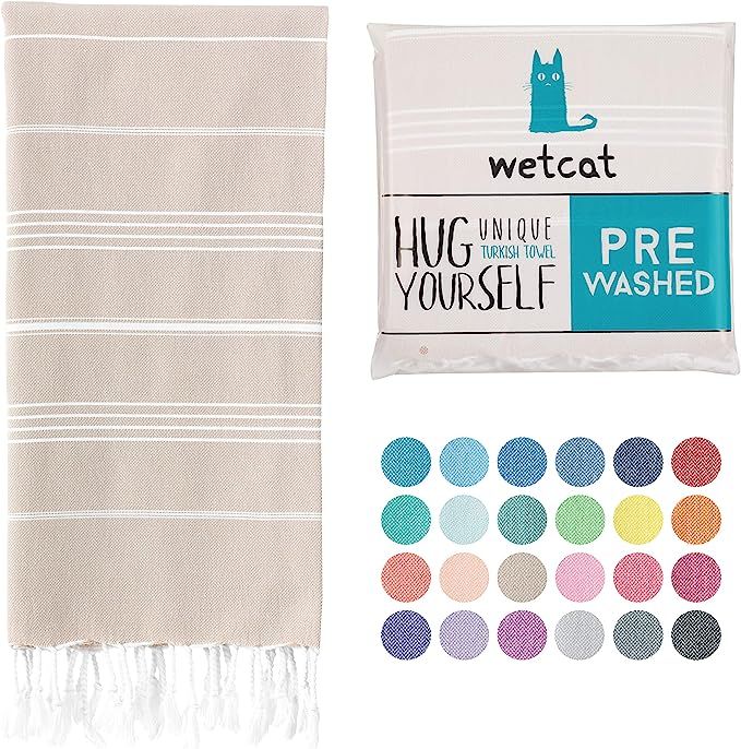 WETCAT Turkish Beach Towel (38 x 71) - Prewashed for Soft Feel, 100% Cotton - Quick Dry Bath Towe... | Amazon (US)