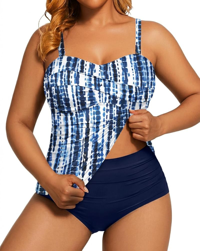 Aqua Eve Women Two Piece Plus Size Tankini Strapless Bathing Suits Bandeau Swimsuits with High Wa... | Amazon (US)