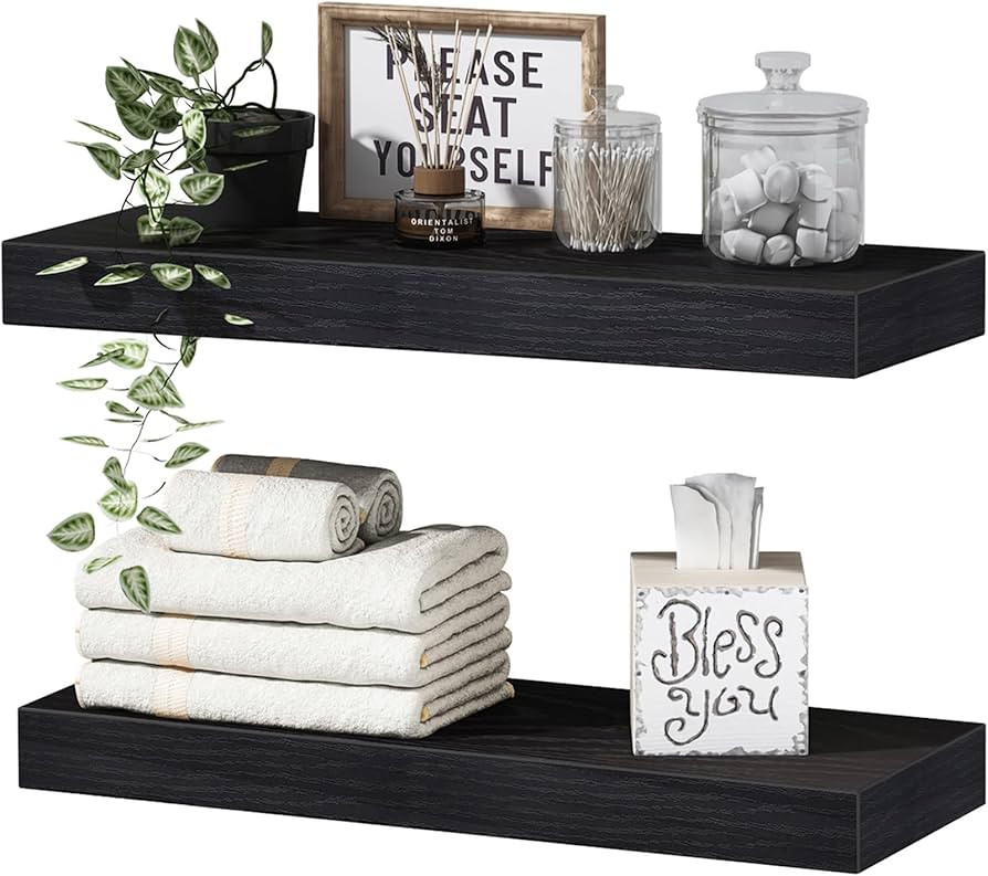 QEEIG Black Bathroom Floating Shelves for Wall Shelf Over Toilet Wall Mounted Farmhouse Small 16 ... | Amazon (US)