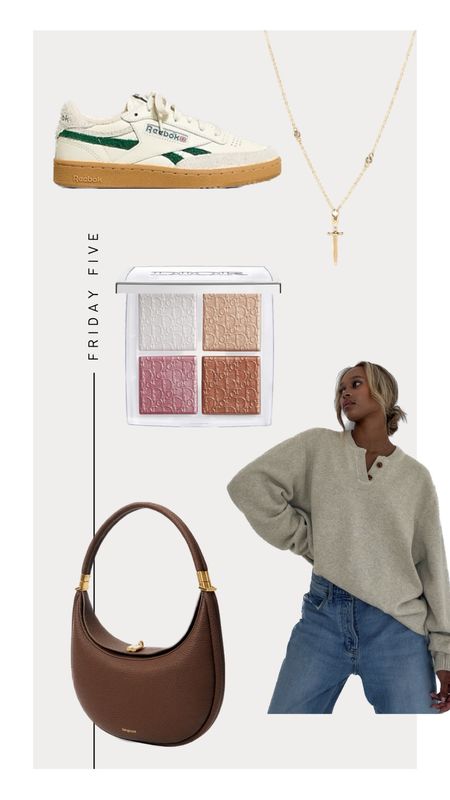 Friday Five: Shop My Wishlist 
-
1. Madewell X Reebok Sneakers
2. Five & Two Maria Necklace 
3. Dior Backstage Face Glow Palette
4. Rumored Varsity Henley Sweater 
5. Songmont Luna Bag 



#LTKbeauty #LTKshoecrush #LTKitbag