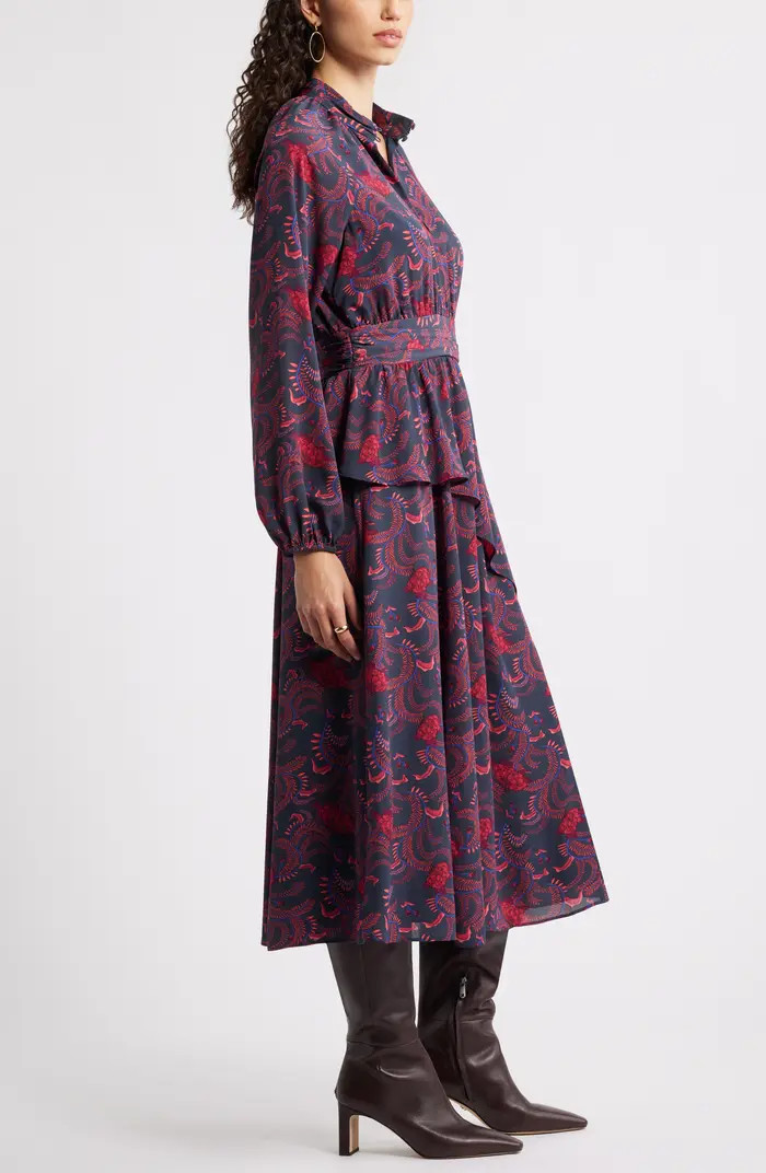 Long Sleeve Ruffle Midi Dress | Nordstrom