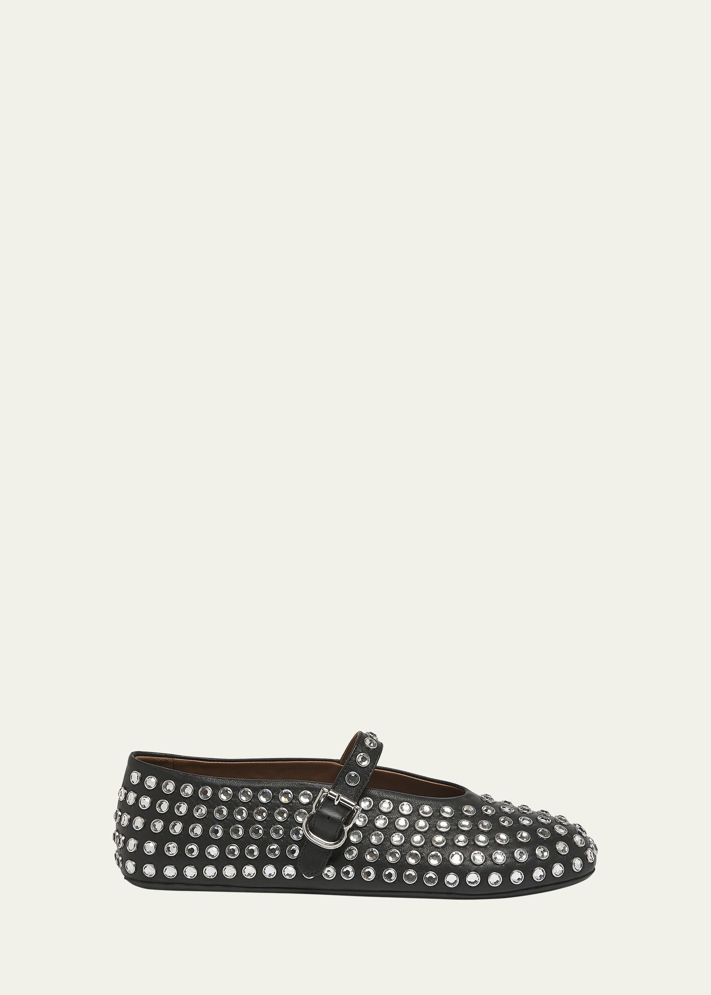 ALAIA Leather Mary Jane Flats With Allover Studs | Bergdorf Goodman