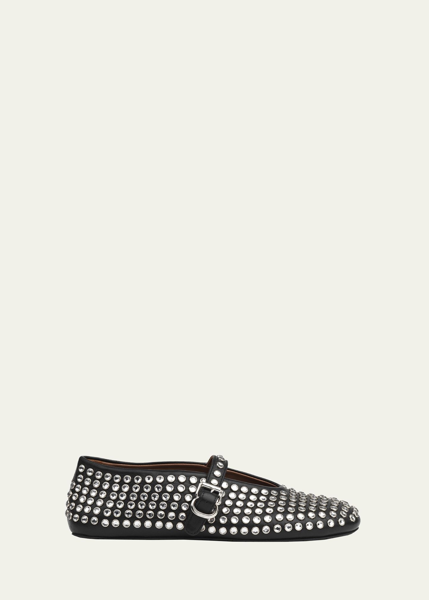 ALAIA Leather Mary Jane Flats With Allover Studs | Bergdorf Goodman