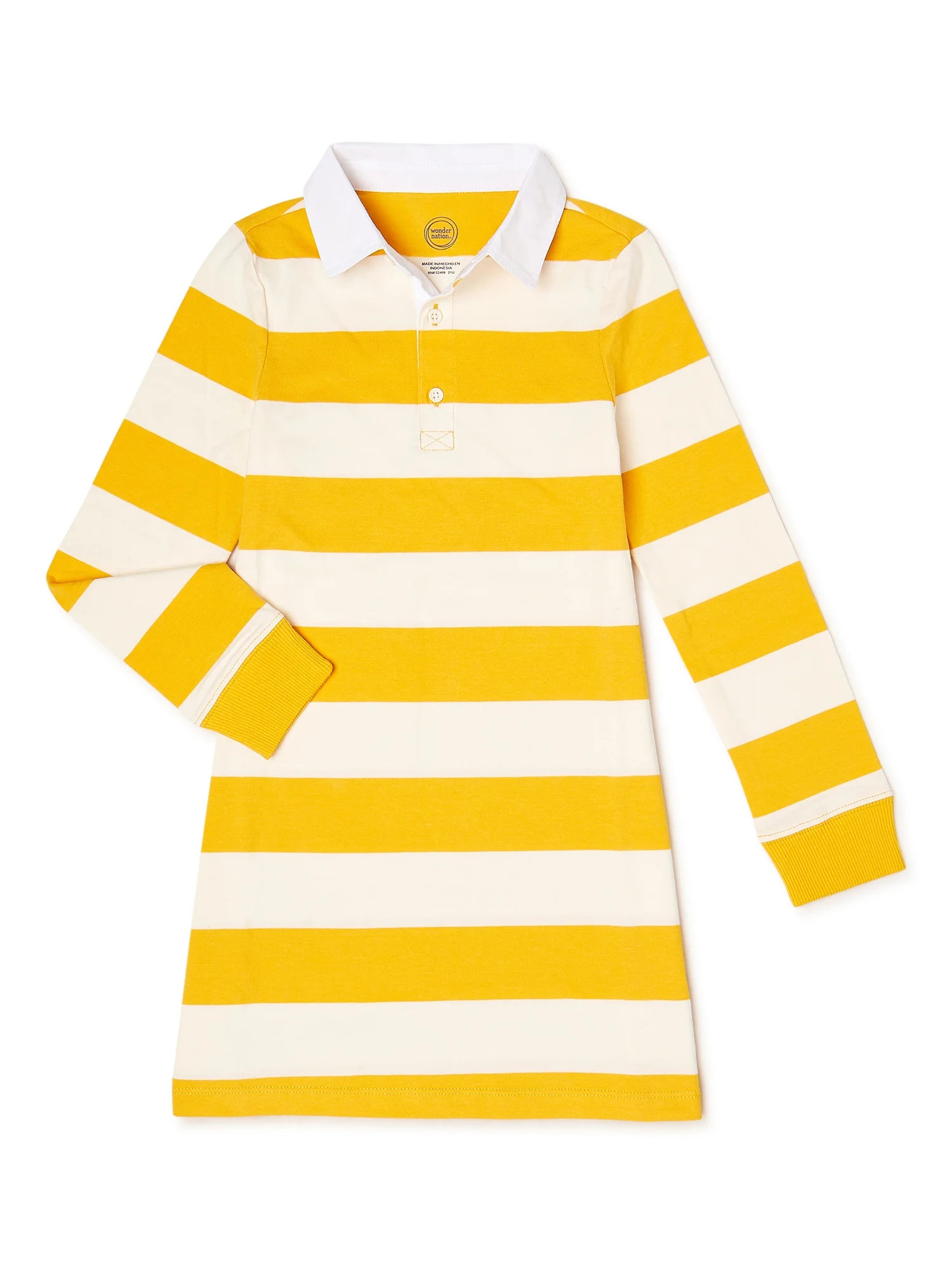 Wonder Nation Girls’ Rugby Dress with Long Sleeves, Sizes 4-18 & Plus - Walmart.com | Walmart (US)