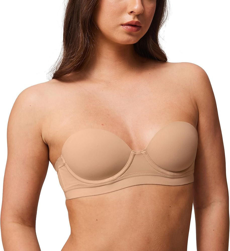 Strapless Bras for Women Small Breasted Balconette Demi Underwire Lightly Lined Seamless Bra 32AA... | Amazon (US)