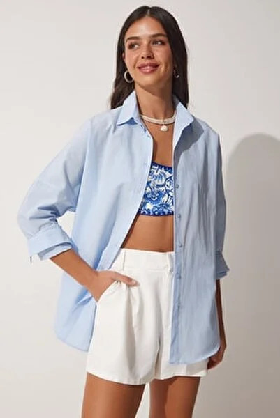 Happiness İstanbul Hemd - Blau - Oversized - Trendyol | Trendyol DE