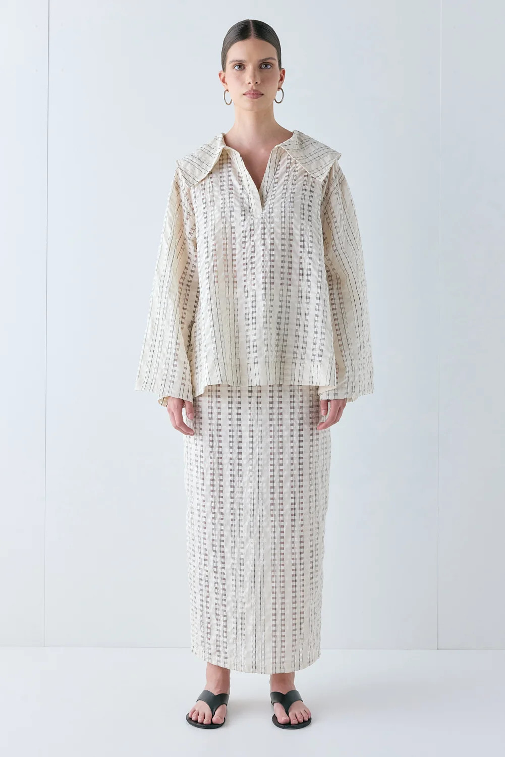 Peyton Sheer Top Cream Check | VRG Grl