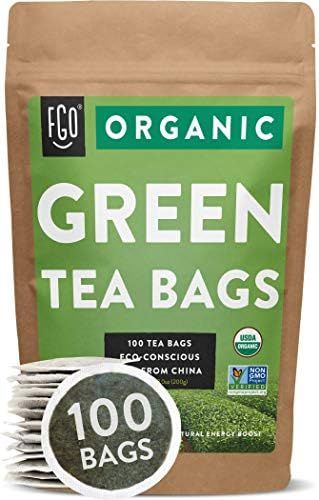 Organic Green Tea Bags | 100 Tea Bags | Eco-Conscious Tea Bags in Kraft Bag | by FGO | Amazon (US)