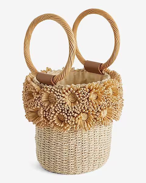 Woven Flower Bucket Bag | Express