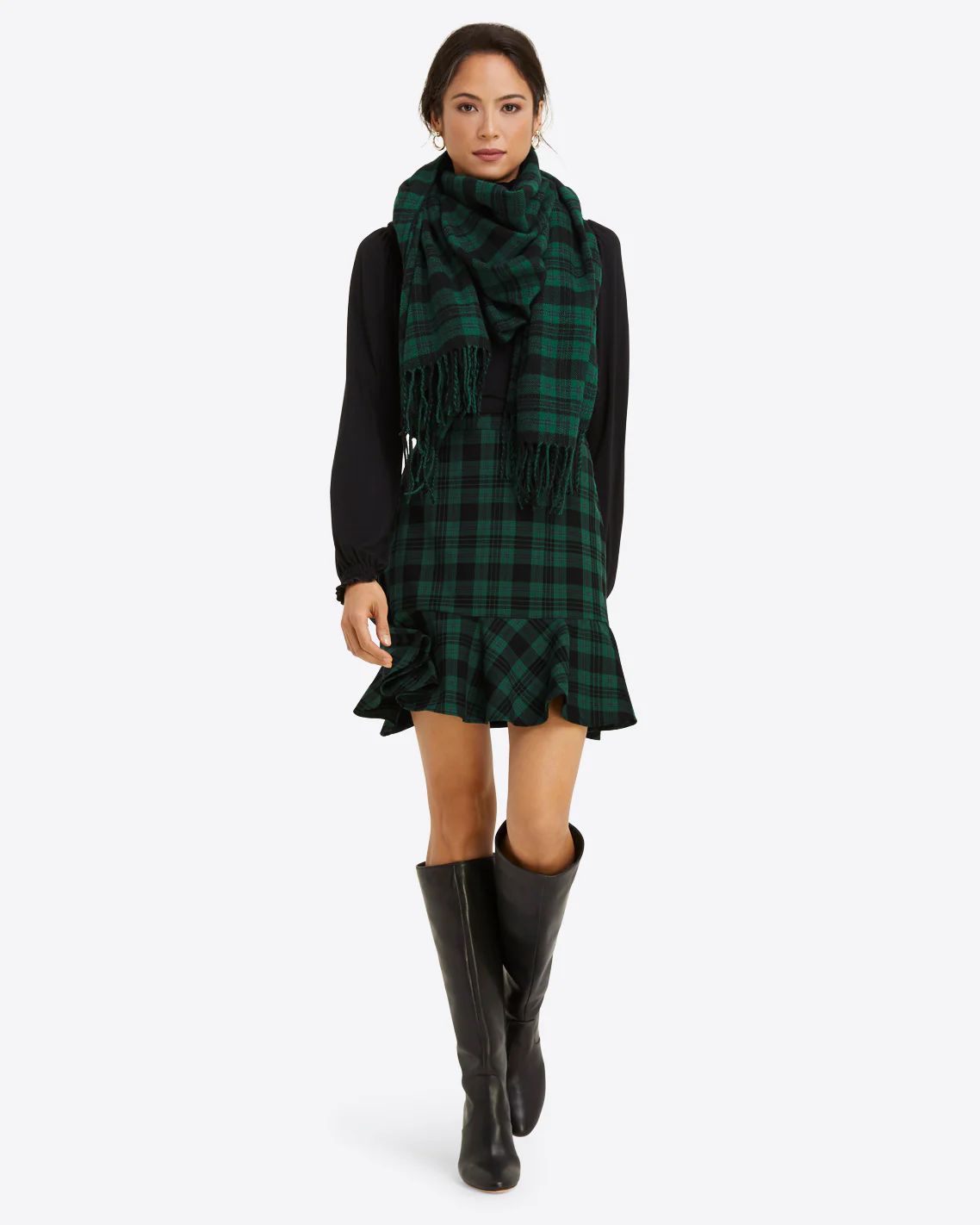 Ruffle Hem Skirt in Blackwatch Plaid | Draper James (US)