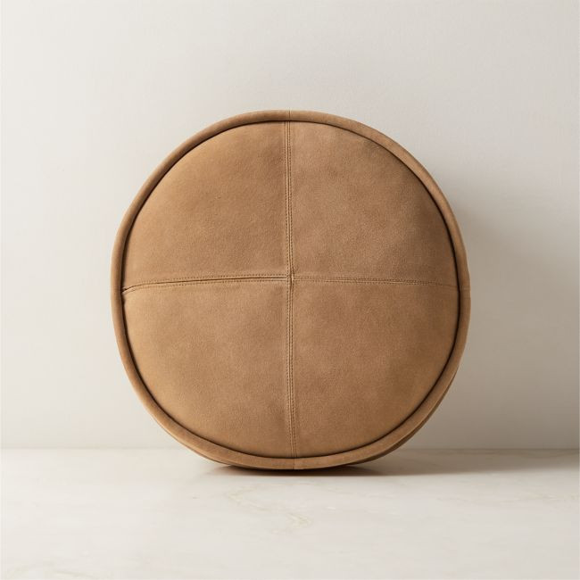 Dacre Round Light Brown Suede Throw Pillow 16 | CB2