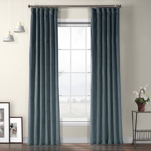Exclusive Fabrics Plush Velvet Curtain (1 Panel) - 50 X 84 - London Blue | Bed Bath & Beyond