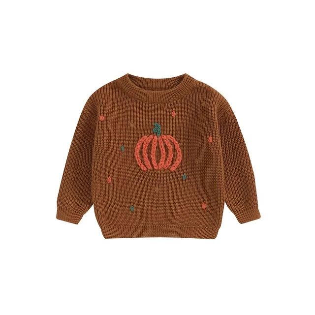 Toddler Baby Knit Sweater Girl Boy Halloween Pumpkin Face Pullover Knitwear Crewneck Sweaters Fal... | Walmart (US)