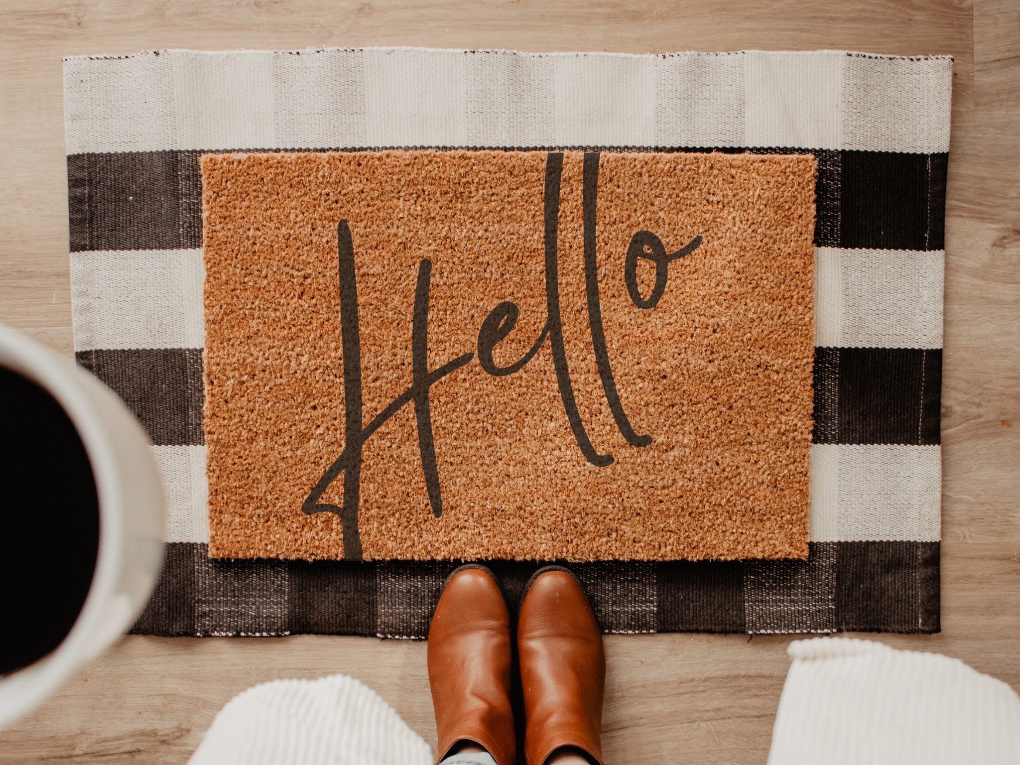 Modern Farmhouse Hello Doormat 
.
Simple scripted hello looks great with a layered rug for your front door decor! 


#LTKstyletip #LTKgiftguide #LTKfamily