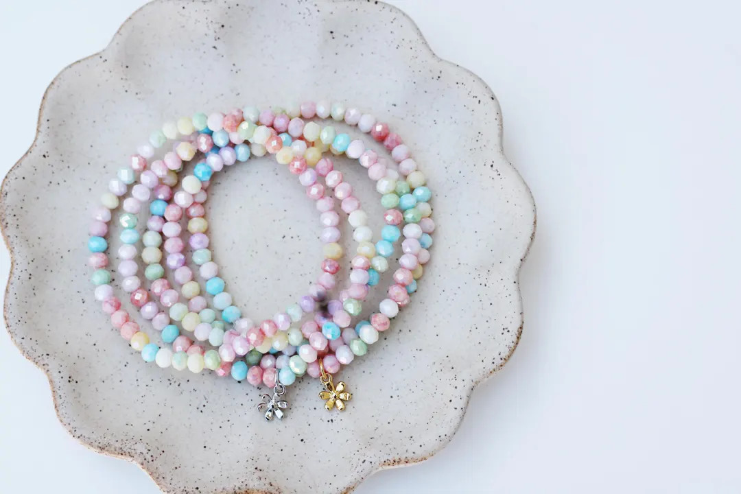 Spring Flower Bracelet | Spring Bracelet | Pastel Bracelet | Spring Jewelry | Crystal Bead Bracel... | Etsy (US)