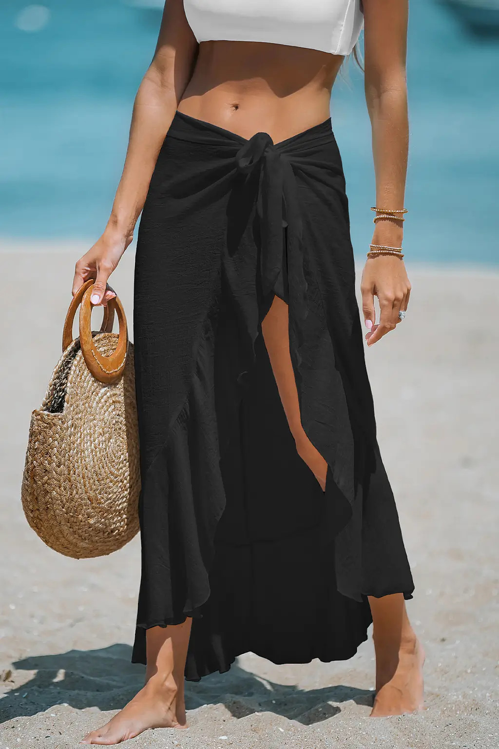 Black Side Tie Midi Sarong | Stylish Beach Accessory | Cupshe | Cupshe US
