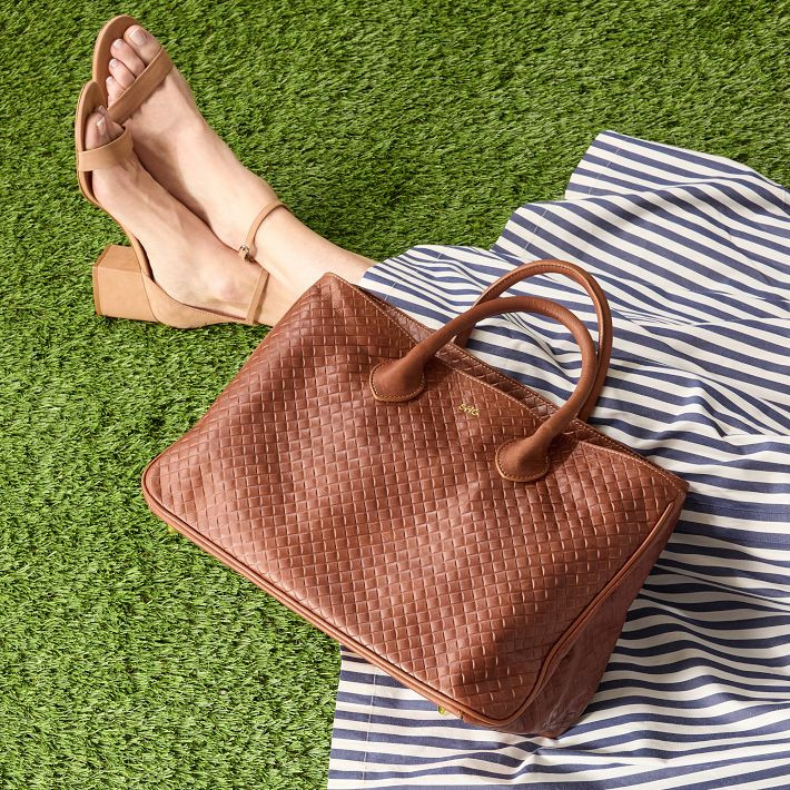 Elisabetta Woven Leather Handbag | Mark and Graham