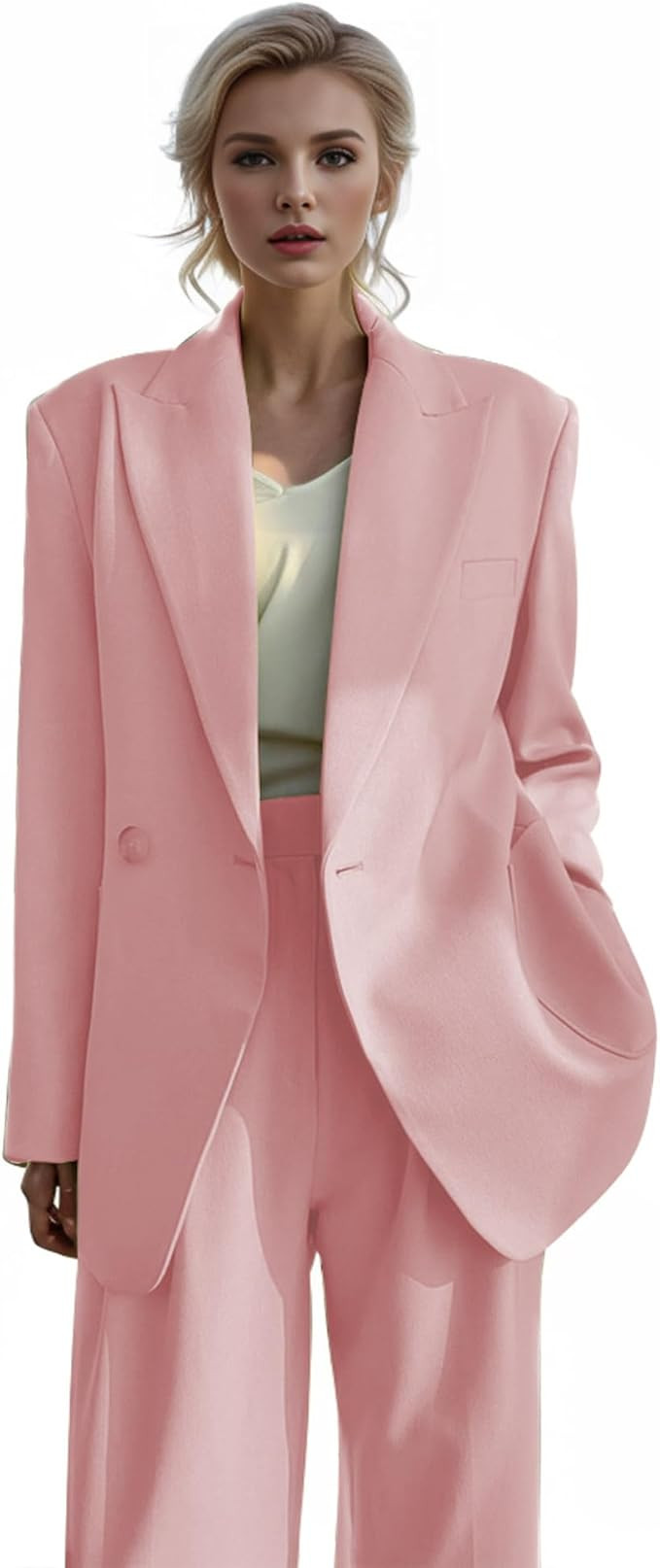 Womens Suits 2 Piece Set Loose Fit Pant Suits for Women Plus Size Business Women's Suiting Outfit... | Amazon (US)