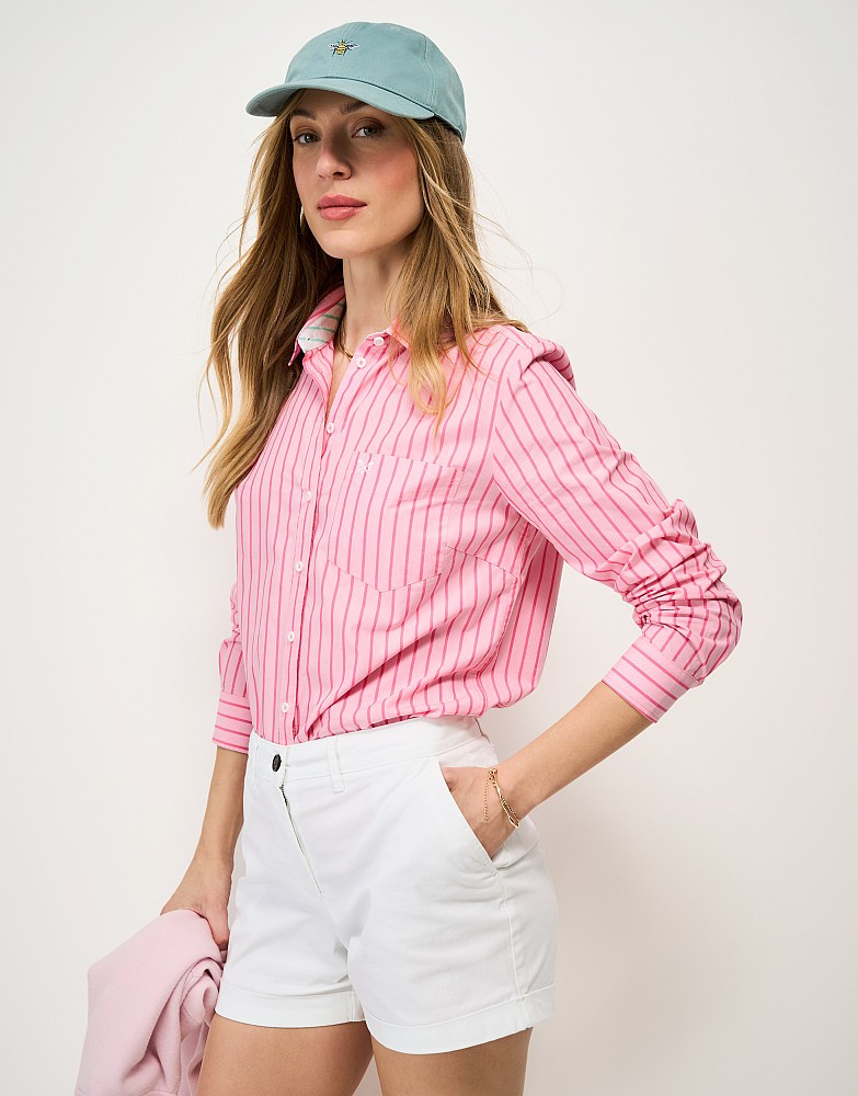 Women's Cotton Poplin Shirt in Pink Red Stripe from Crew Clothing Company | Crew Clothing (UK)