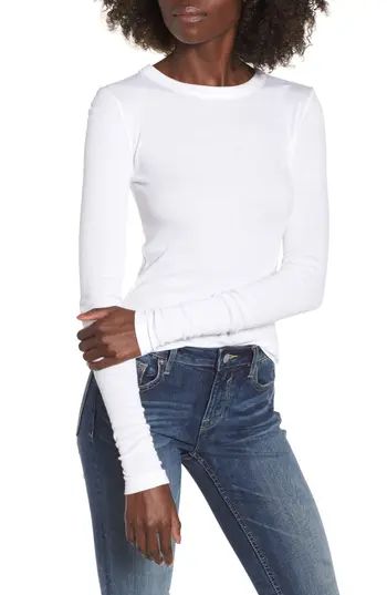 Women's Bp. Ribbed Long Sleeve Tee, Size XX-Small - White | Nordstrom