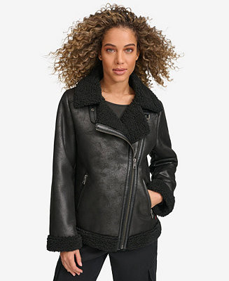Levi's Women's Faux Shearling Asymmetrical Moto Jacket - Macy's | Macy's