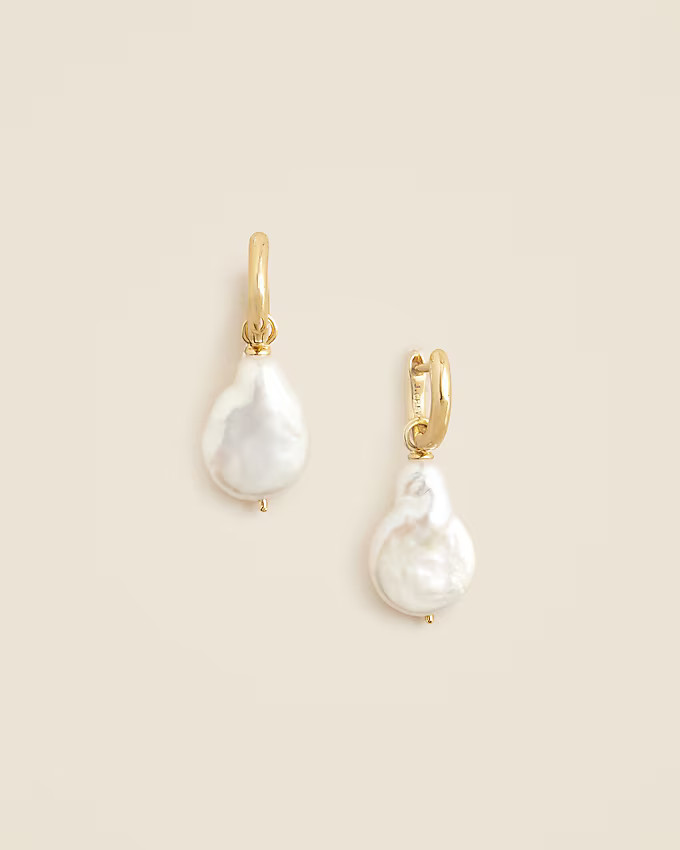 Gold vermeil freshwater pearl hoop earrings | J. Crew US