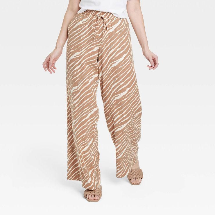 Women's High-Rise Wide Leg Linen Pull-On Pants - A New Day™ | Target