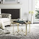 Safavieh Home Collection Elisha Black and Gold Leaf Round Coffee Table | Amazon (US)