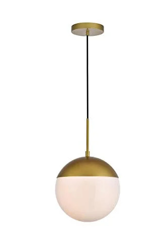 Living District Eclipse 1 Light Brass Pendant With Frosted White Glass | Walmart (US)
