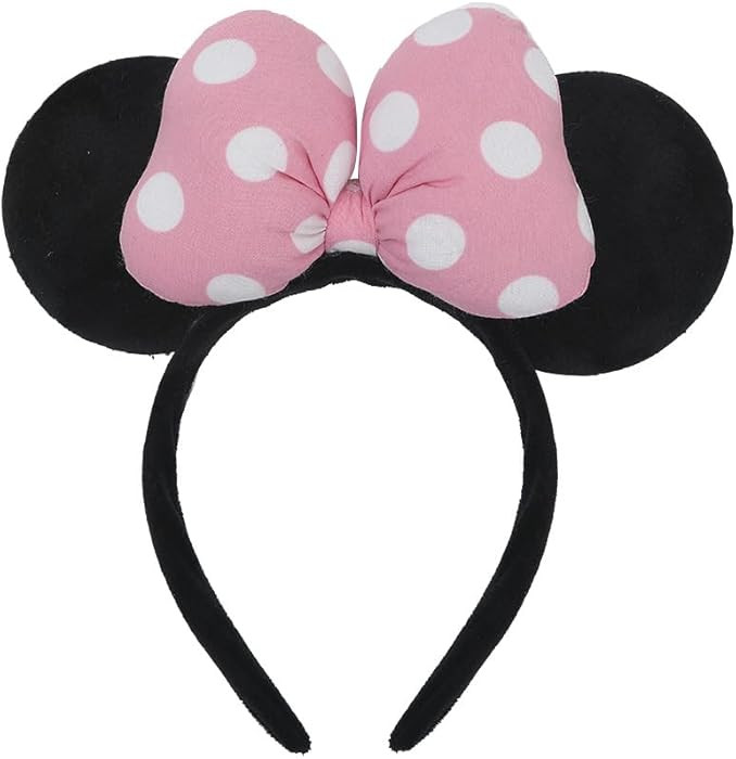 JIAHANG Velvet Mouse Ear Headband with 3D Cotton Bow, Fashion Hair Band Amusement Park Headwear f... | Amazon (US)