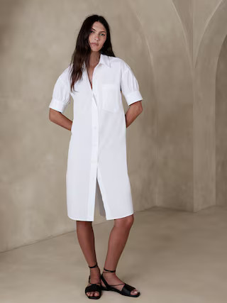 Poplin Knee-Length Shirtdress | Banana Republic Factory