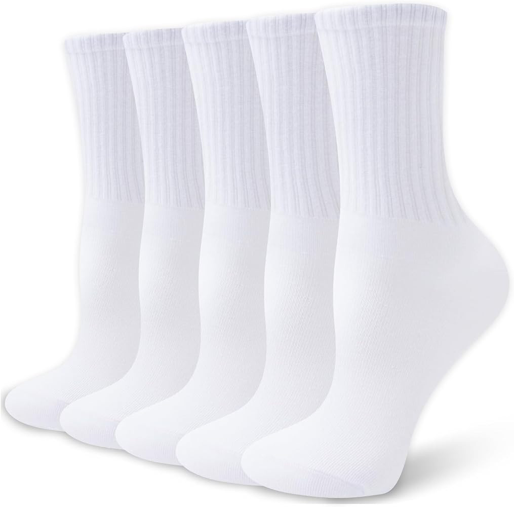 VoJoPi Womens Crew Socks Cotton, 5/10 Pairs Soft and Moisture Wicking Calf Socks for Work and Cas... | Amazon (CA)