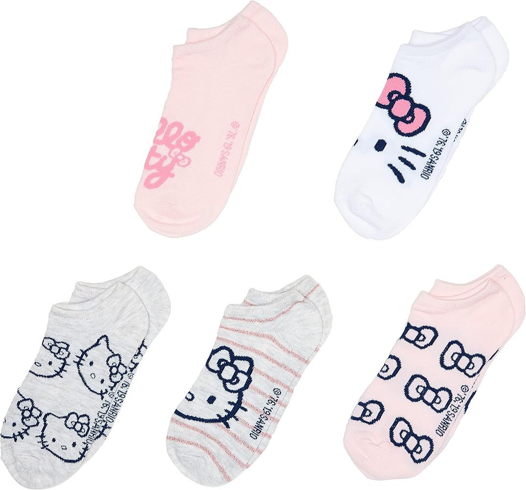 Hello Kitty Paquete de 5 calcetines casuales invisibles para niñas | Amazon (US)