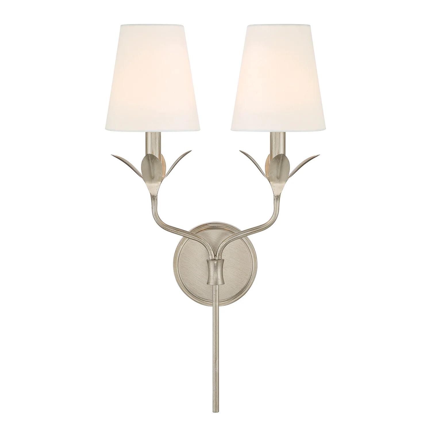 Crystorama Broche 12-in W 2 -Light Antique Stainless steel Coastal Wall Sconce | 562-SA | Lowe's