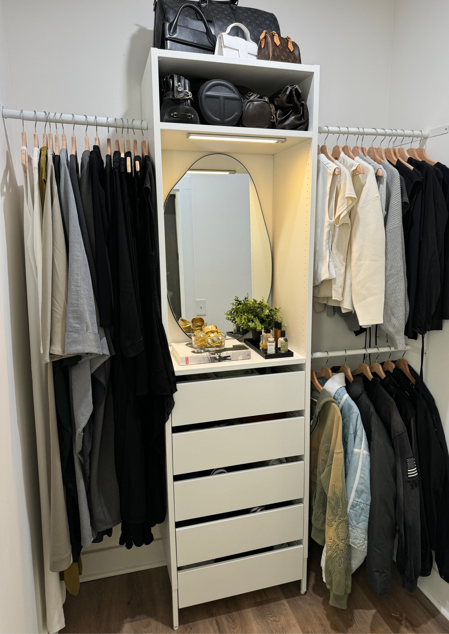 closet makeover! took out the single wire rack and installed this closet system from ikea 🤍 similar one linked here

#LTKHome