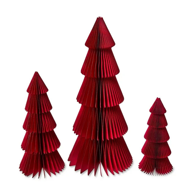 Red Honeycomb Trees Christmas Decoration, 3 Count, by Holiday Time | Walmart (US)