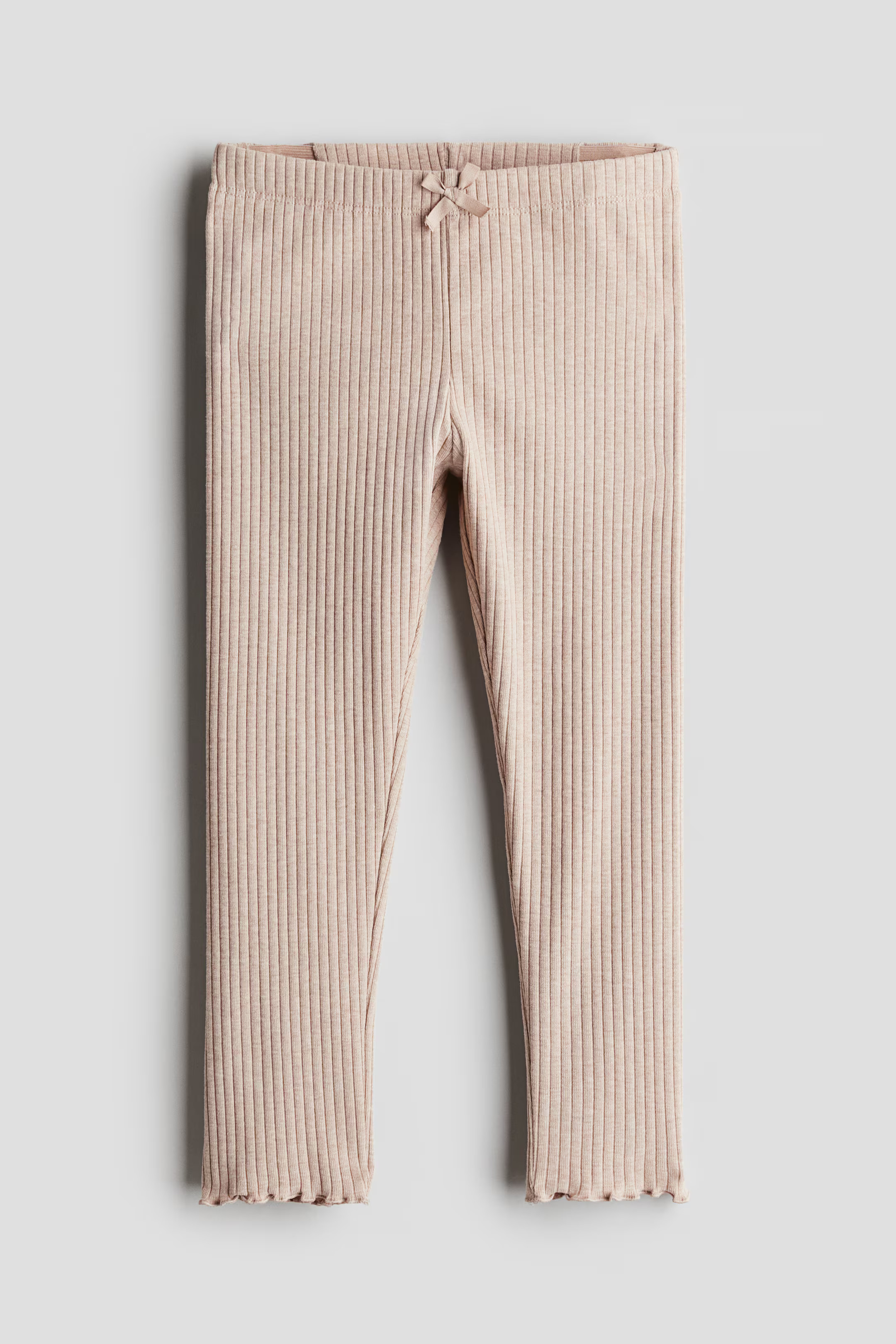 Ribbed Cotton Leggings - Beige melange - Kids | H&M US | H&M (US + CA)