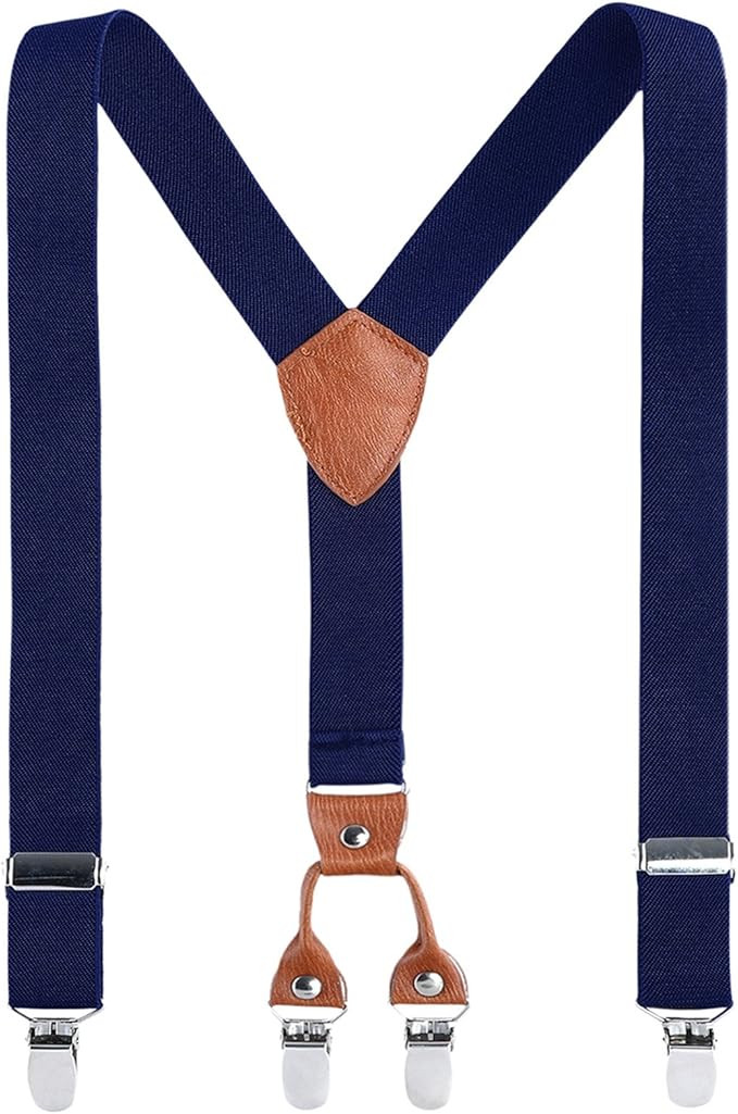 AWAYTR Kids Boys Adults Suspenders - 4 Sizes Sturdy Metal Clips Elastic Adjustable Suspender | Amazon (US)