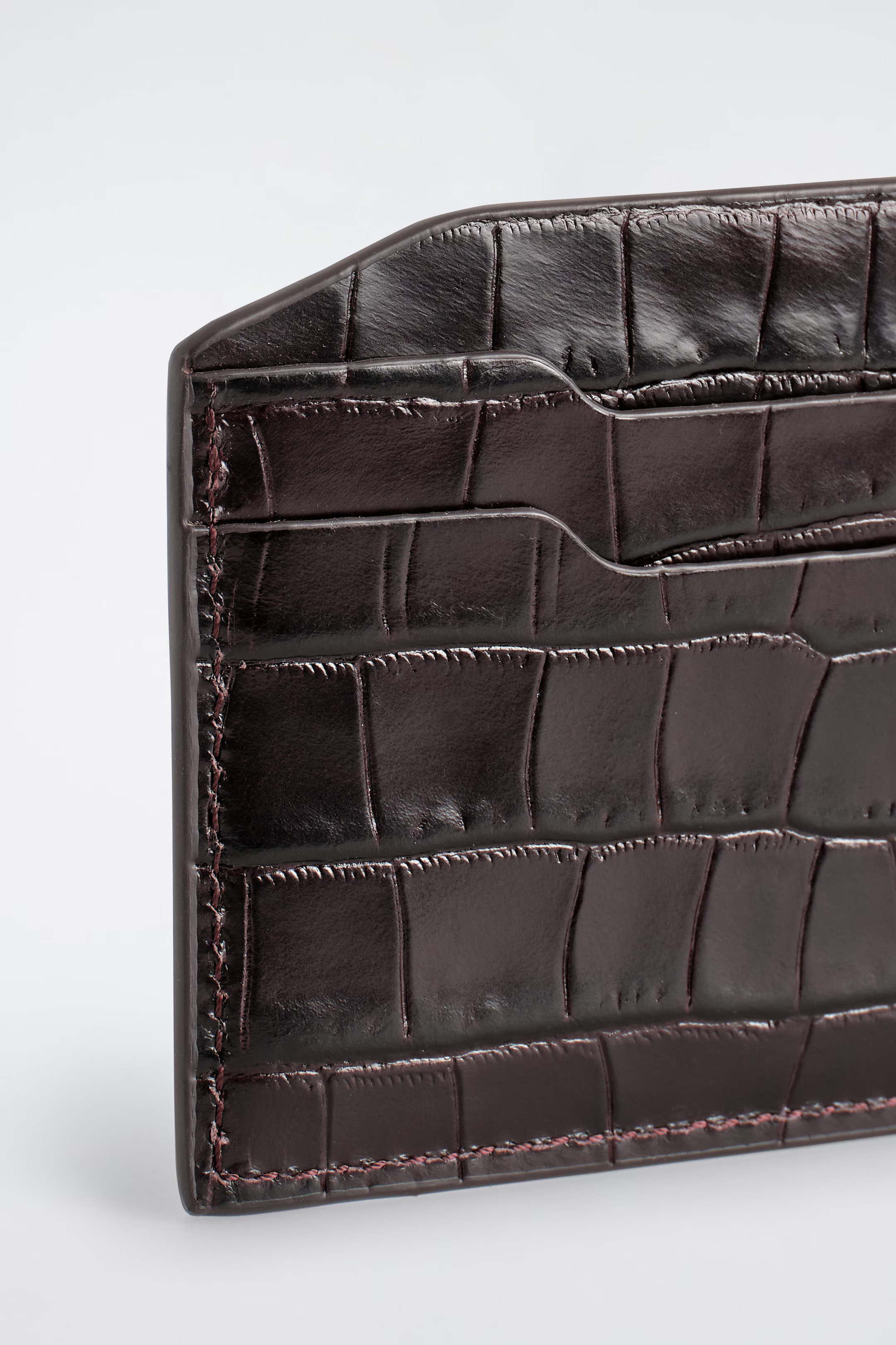 LEATHER CARDHOLDER - BROWN / CROC | COS US | COS (US)