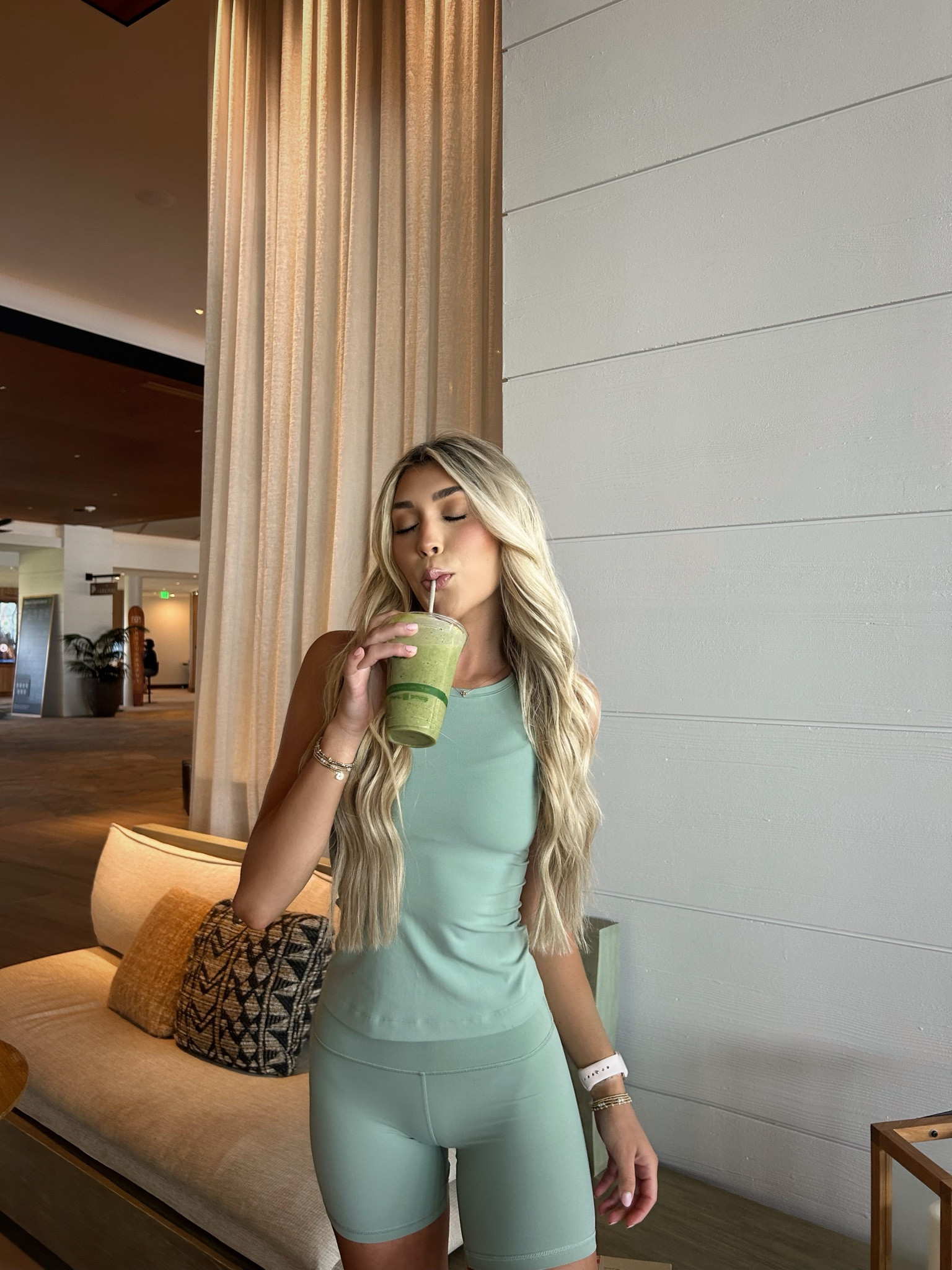 Seeing green🍋‍🟩🌱💚🥑🥝 Love this muted green color from lululemon. Super soft and great to wear for a more dressed up but casual day or workout. Shop this set below 👇 

Size details⭐️ 5’6- wearing size 4 shorts in the 6 inch and size 6 top (I like mine not as tight)

#LTKStyleTip #LTKFitness #LTKSeasonal