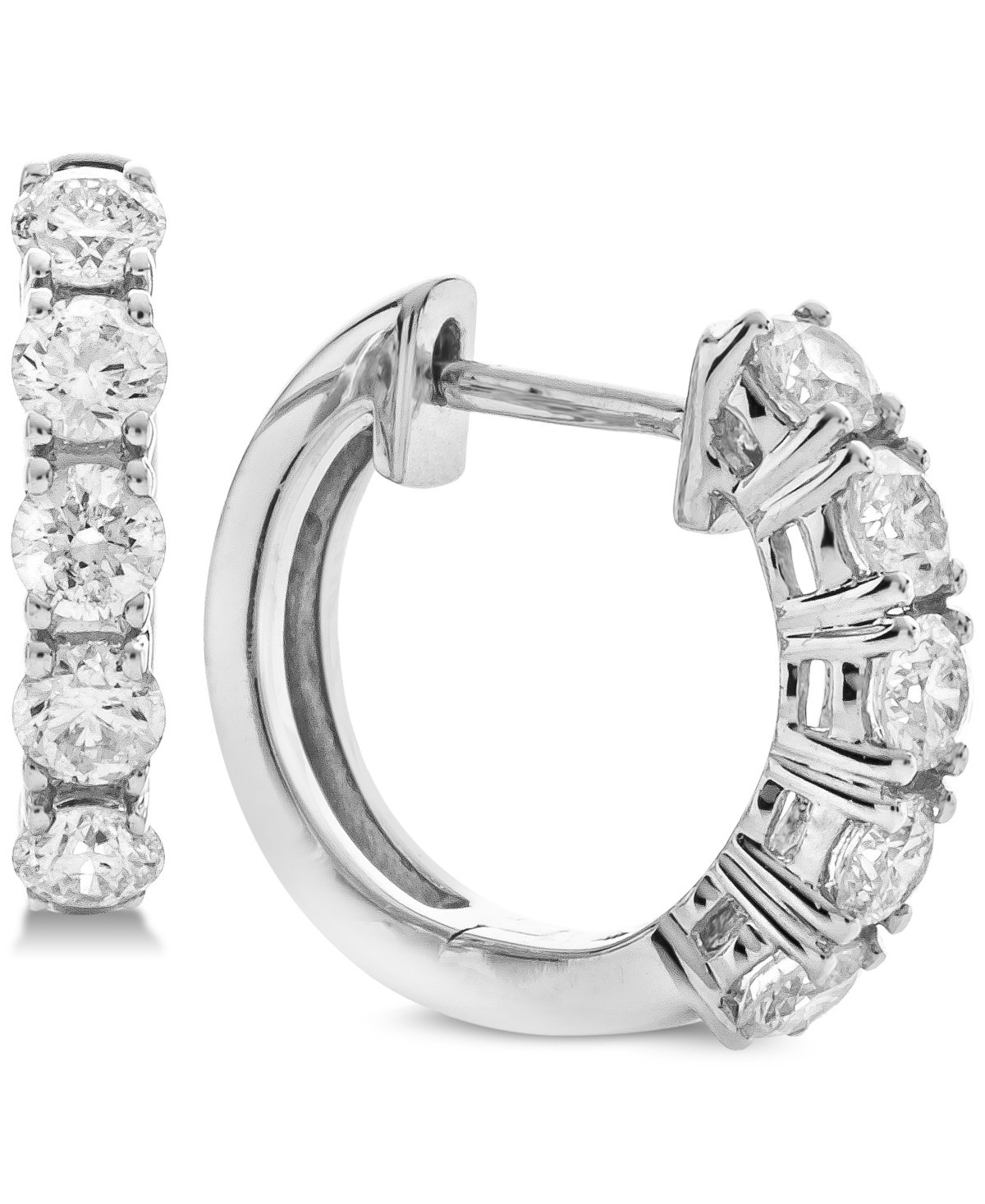 Diamond Hoop Earrings (1 ct. t.w.) in 14k White Gold - White Gold | Macy's