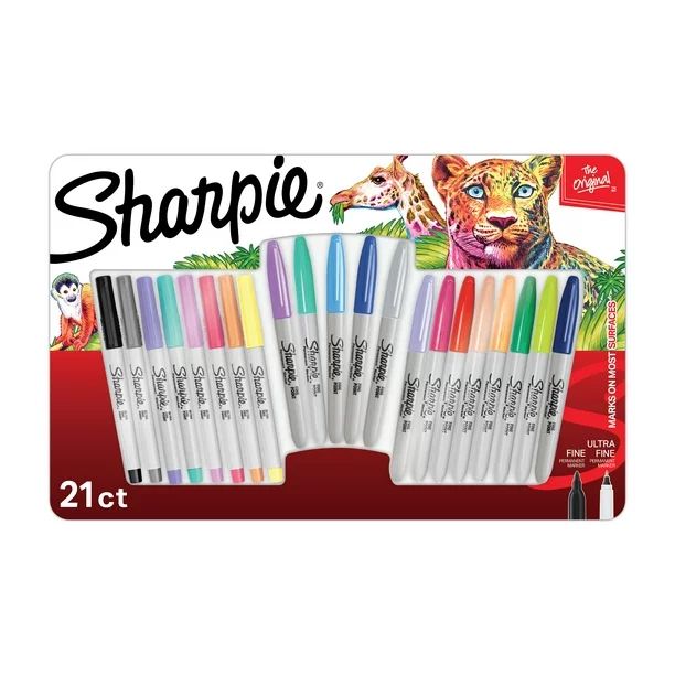Sharpie Permanent Markers, Fine and Ultra-Fine Points, Assorted, 21 Count - Walmart.com | Walmart (US)