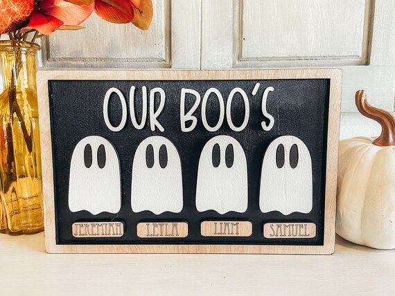 Personalized With Name Ghost Halloween Sign Adorable - Etsy | Etsy (US)