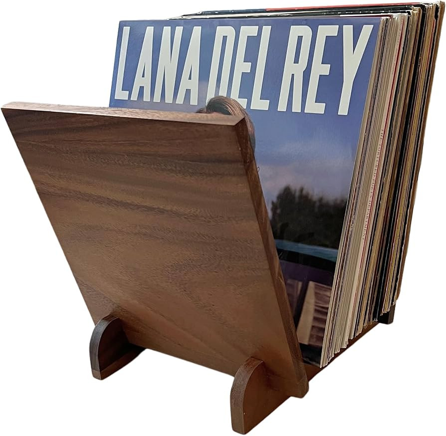 Walnut Wood Vinyl Record Holder | Flip Display Vinyl Record Storage, Neat Wood Grain Vinyl Storag... | Amazon (US)