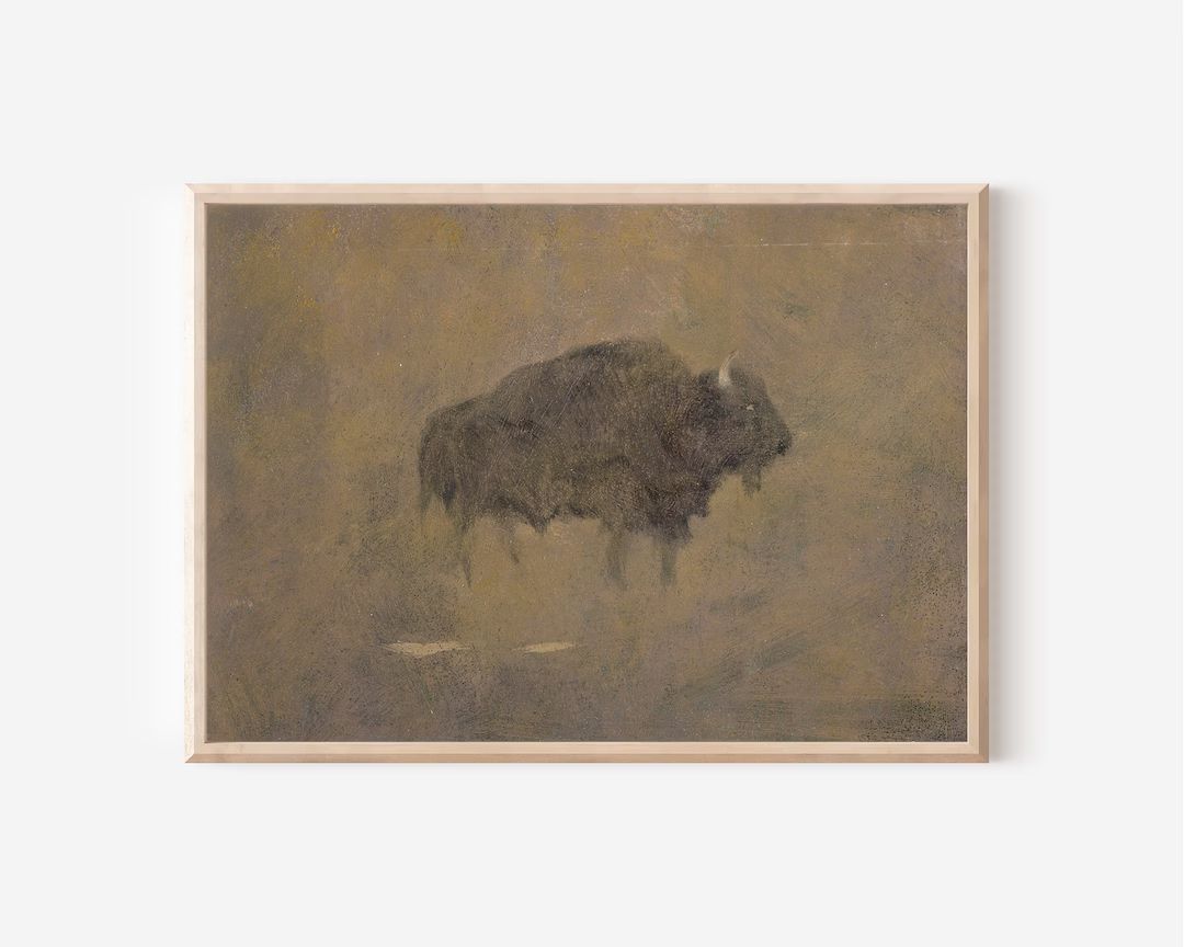 Minimalist Bison Art Southwestern Decor Western Painting Vintage Buffalo Print Rustic Decor Downl... | Etsy (US)