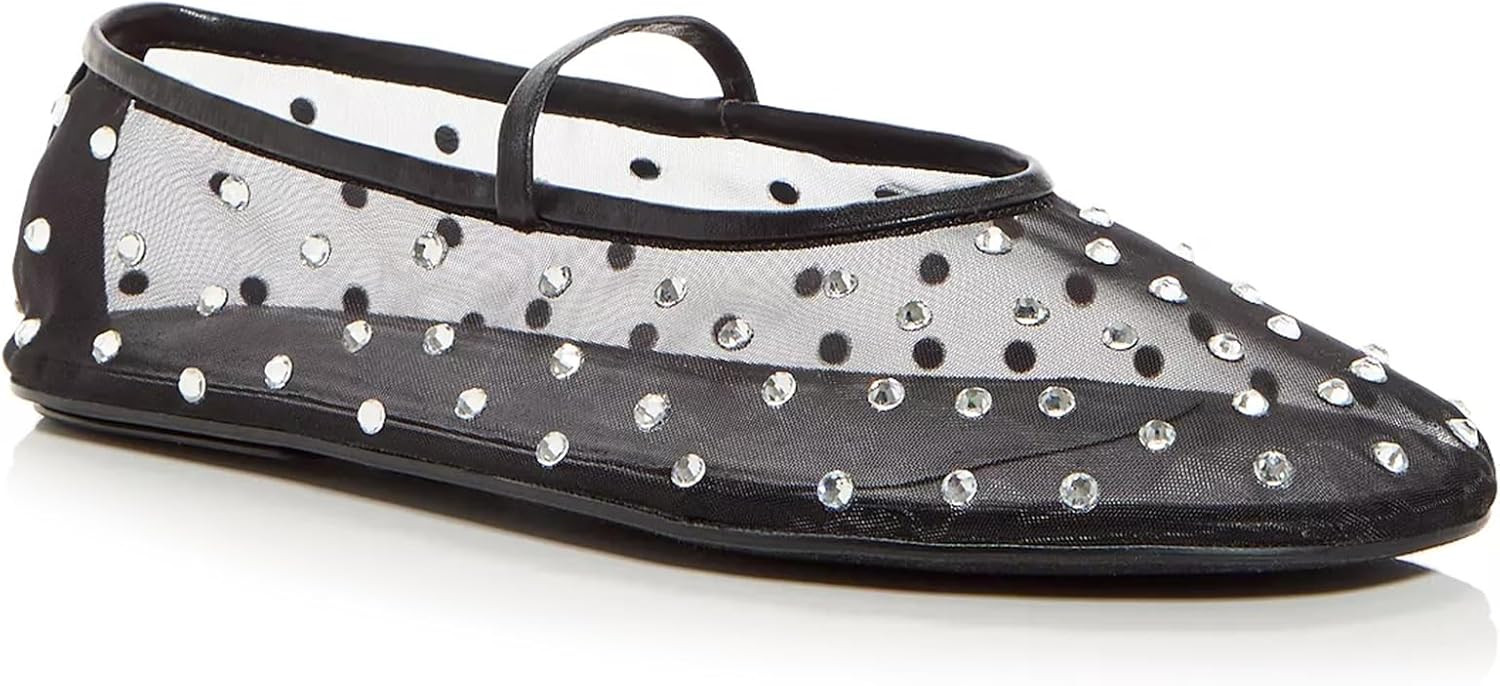 GERULATA Rhinestone Mesh Ballet Flats Shoes for Women Crystal Gem Embellished Ballerina Shoes Str... | Amazon (CA)
