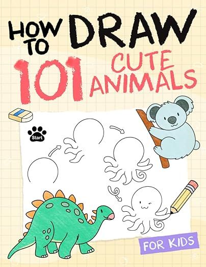 How To Draw Animals For Kids: Simple And Easy Drawing Book To Learn How To Draw Dog Cat Lion Elep... | Amazon (US)
