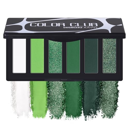 SUSIKEKI Green Eyeshadow Palette with Mirror Lime Forest Emerald Tones Matte Shimmer 6 Colors Mini Eye Shadow Pallet Travel Size Highly Pigmented for Goth Fairy Joker Wicked Halloween Parties Makeup | Amazon (US)