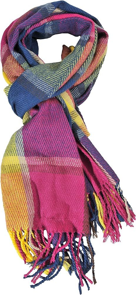 Woogwin Winter Warm Plaid Scarfs for Women Long Blanket Scarf Big Grid Shawl Wrap | Amazon (US)